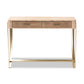 Lafoy Console Table Modern Contemporary Design Natural Brown Wood Gold Accents 2 Drawers for Storage