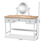 Sylvie Classic Vanity Table White 3-Drawer Wood Design with Mirror for Elegant Bedroom Decor