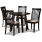 Maisie Dining Set - Modern 5-Piece Collection with Sand Fabric Upholstery and Dark Brown Finished Wood