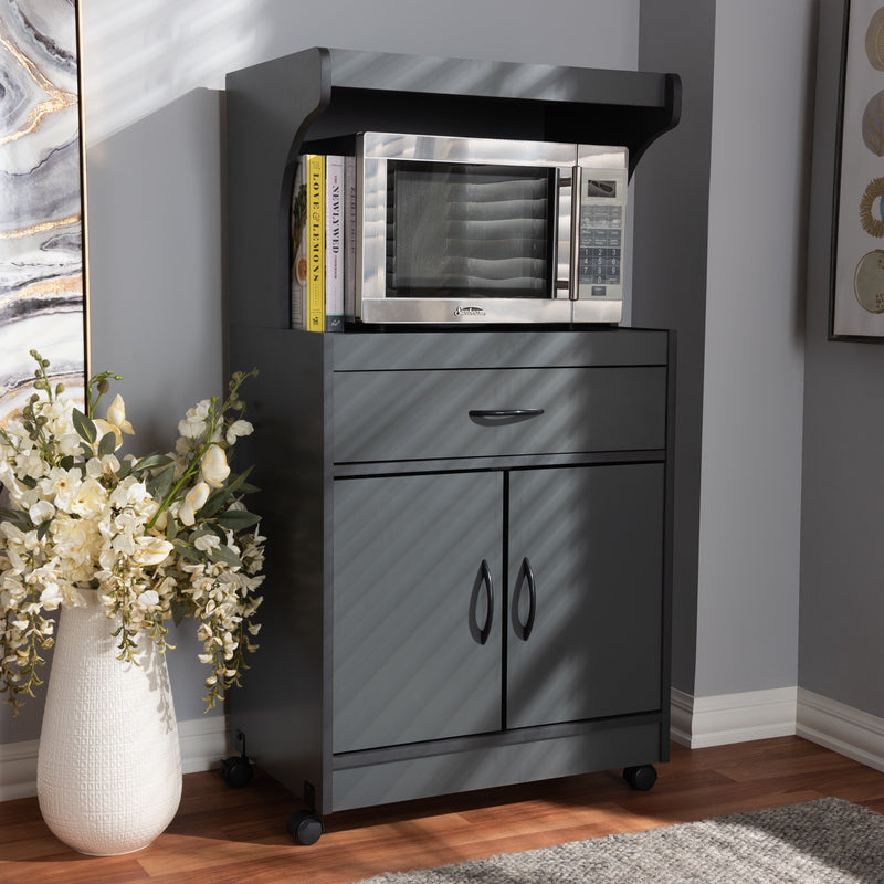 Tannis Kitchen Cabinet Modern and Contemporary Dark Grey Finish