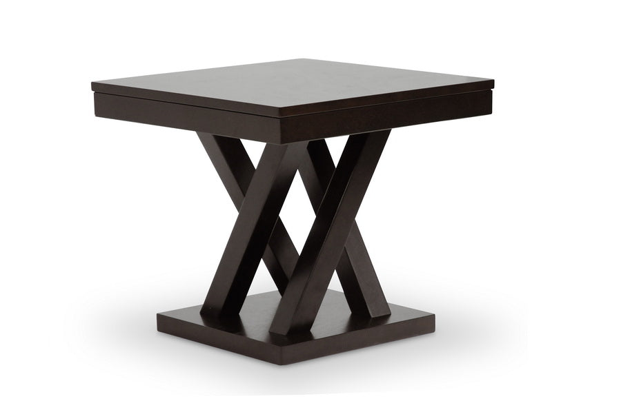 Everdon Modern End Table in Dark Brown - Stylish Accent Furniture for Living Room, Bedroom or Office