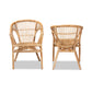 Alleta Dining Chair Set - Modern Bohemian Natural Brown Rattan, 2-Piece Stylish Seating for Dining Room or Kitchen