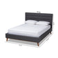 Erlend Platform Bed - Mid-Century Modern Dark Grey Fabric Upholstered