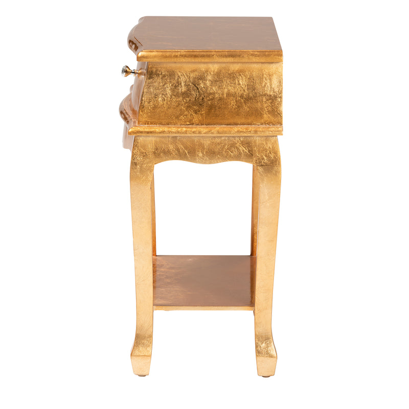 Harriet End Table Classic and Traditional Gold Finished Wood 1-Drawer