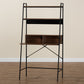 Palmira Modern Industrial Desk Walnut Brown Wood and Black Metal with Shelves for Home Office or Workspace