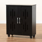 Renley Shoe Storage Cabinet Modern Black Finished Wood 2-Door Organizer for Entryway and Hallway