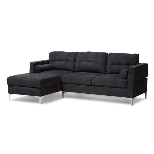 Mireille Sectional Sofa Modern and Contemporary Dark Grey Fabric Upholstered