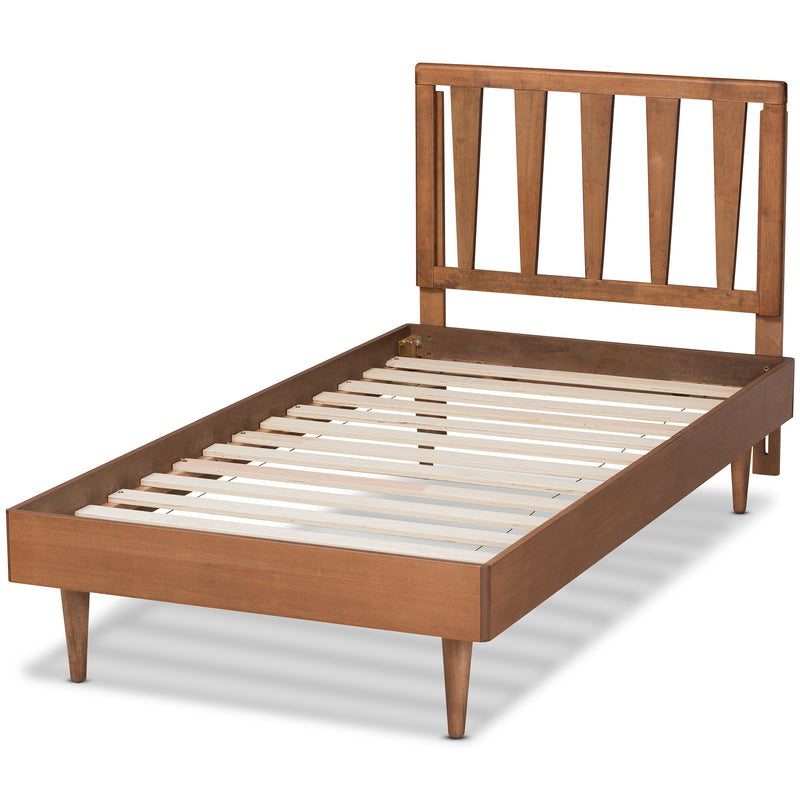 Kuro Twin Size Platform Bed Modern Walnut Brown Finished Wood Design for Stylish Bedrooms