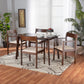 Helene Dining Set Mid-Century Modern 5-Piece Cream Fabric and Dark Brown Wood Furniture for Stylish Dining Rooms