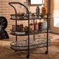 Karlin Mobile Kitchen Bar Rustic Industrial Antique Black Metal Distressed Wood Serving Wine Cart