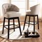 Theron Bar Stool Set of 2 Gray Fabric Upholstered Wood Transitional