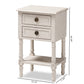 Lenore Nightstand Country Cottage Farmhouse Style 2 Drawer Whitewashed Finish