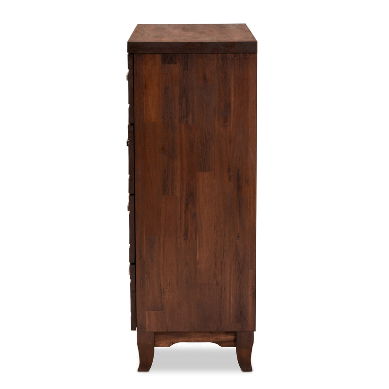 Ella Modern 4-Drawer Chest in Warm Oak Brown Finish, Stylish Storage for Bedroom or Living Room