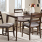 Nadine Dining Set Modern 5-Piece Collection with Walnut Finish and Light Grey Fabric Upholstery