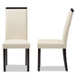 Daveney Dining Chair Set of 2 Modern Cream Faux Leather Upholstered Chairs for Stylish Dining Rooms