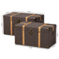 Stephen Storage Trunk Set Modern 2-Piece Dark Brown Fabric Upholstered with Oak Brown Finish