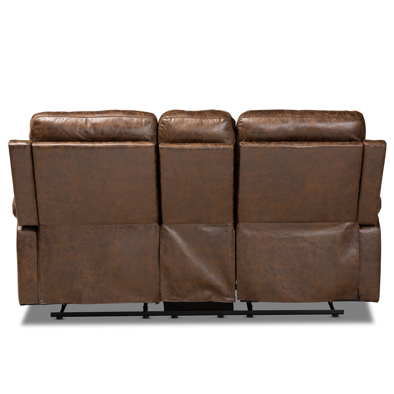 Beasley Reclining Loveseat - Modern Distressed Brown Faux Leather 2-Seater Sofa for Living Room Comfort and Style