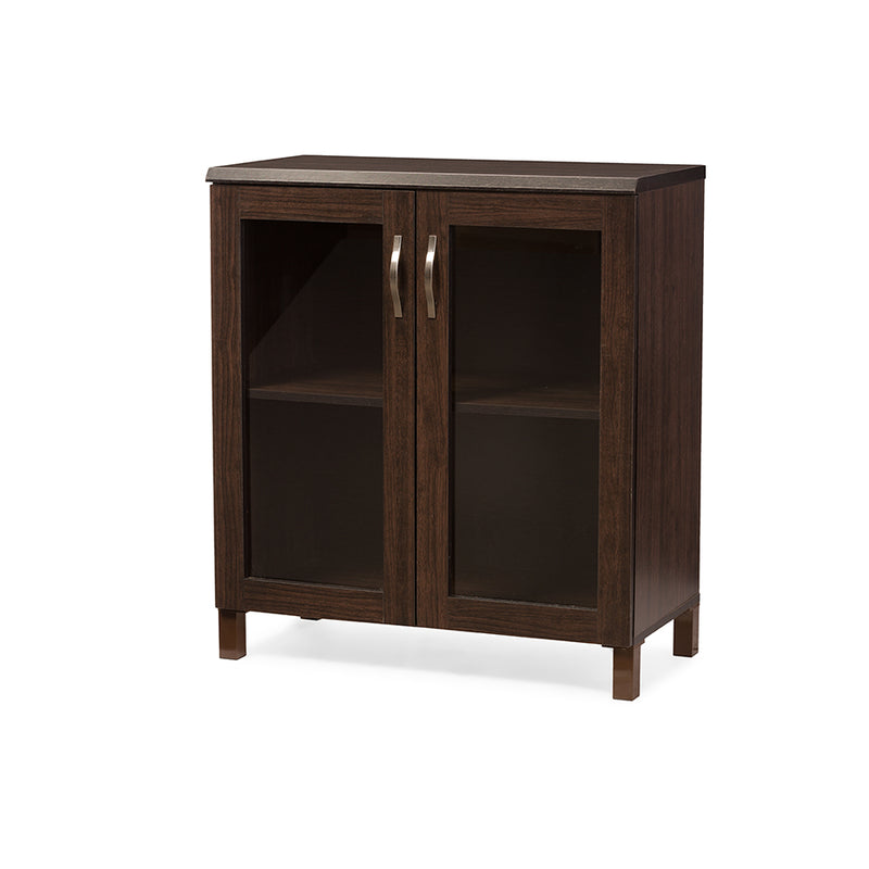 Sintra Modern Contemporary Sideboard Dark Brown Storage Cabinet with Glass Doors for Stylish Home Organization