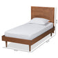 Hiro Twin Size Platform Bed in Mid-Century Walnut Brown Wood with Sleek Design and Sturdy Construction