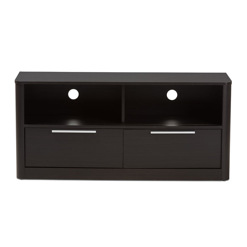 Carlingford TV Stand Modern Contemporary Espresso Brown Wood with 2 Drawers for Living Room Storage and Entertainment