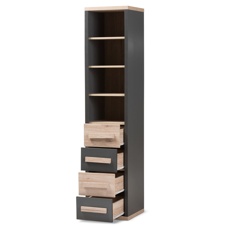 Pandora Storage Cabinet Modern Dark Grey and Light Brown Two-Tone 4-Drawer Organizer for Home and Office Use