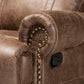 Buckley Reclining Loveseat Modern Light Brown Faux Leather Upholstered 2-Seater with Console for Ultimate Comfort and Style