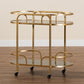 Leighton Wine Cart - Contemporary Glam Luxe Design with Gold Metal and Tempered Glass, 2-Tier Serving Cart