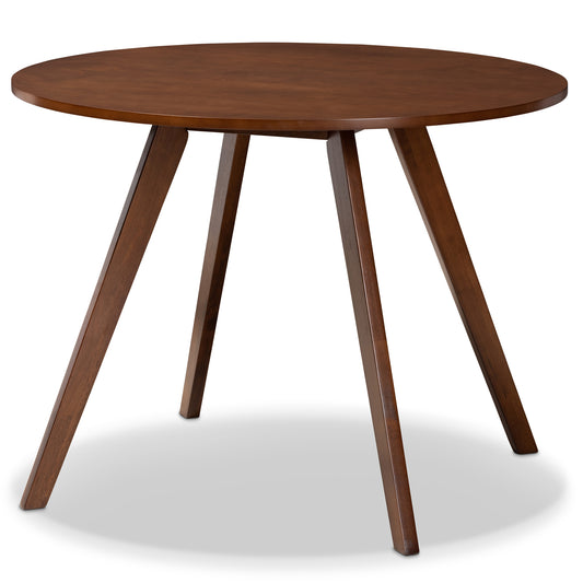 Alana Round Wood Dining Table Mid-Century Modern Design in Walnut Brown Finish