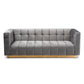 Loreto Sofa Glam and Luxe Grey Velvet Fabric Upholstered Brushed Gold Finished