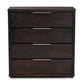 Titus Modern 4-Drawer Chest in Dark Brown Finished Wood for Stylish Bedroom Storage