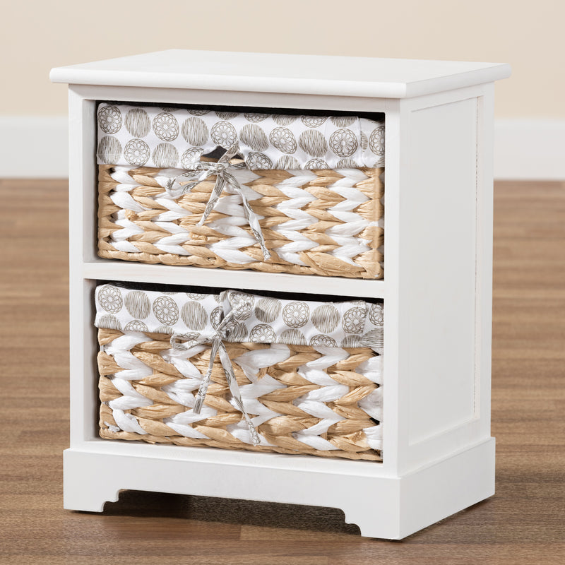 Rianne Storage Unit Modern White Finished Wood with 2 Baskets for Organized Living and Stylish Home Décor