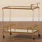 Rosalina Wine Cart - Contemporary Glam Luxe Design with Gold Metal and Mirrored Glass Accents