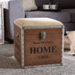 Violetta Ottoman Vintage Industrial Beige Fabric Upholstered Wood Storage Trunk