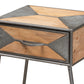 Laurel End Table Rustic Industrial Design with Antique Grey Metal and Whitewashed Oak Wood Featuring 1 Storage Drawer