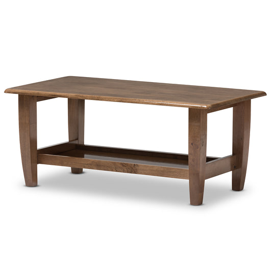 Pierce Coffee Table Mid-Century Modern Walnut Finished Wood Stylish Functional Living Room Furniture