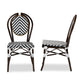 Alaire Outdoor Dining Chair Set Classic French Black and White Weaving and Dark Brown Metal 2-Piece