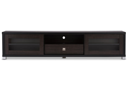 Beasley TV Cabinet 70-Inch Dark Brown with 2 Sliding Doors and Drawer