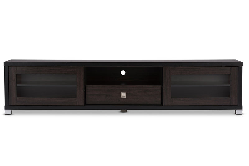 Beasley TV Cabinet 70-Inch Dark Brown with 2 Sliding Doors and Drawer