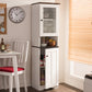 Lauren Buffet and Hutch Kitchen Cabinet in Two-tone White and Dark Brown