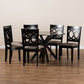 Sanne 7-Piece Dining Set Modern Sand Fabric Upholstered Chairs with Dark Brown Finished Wood Table