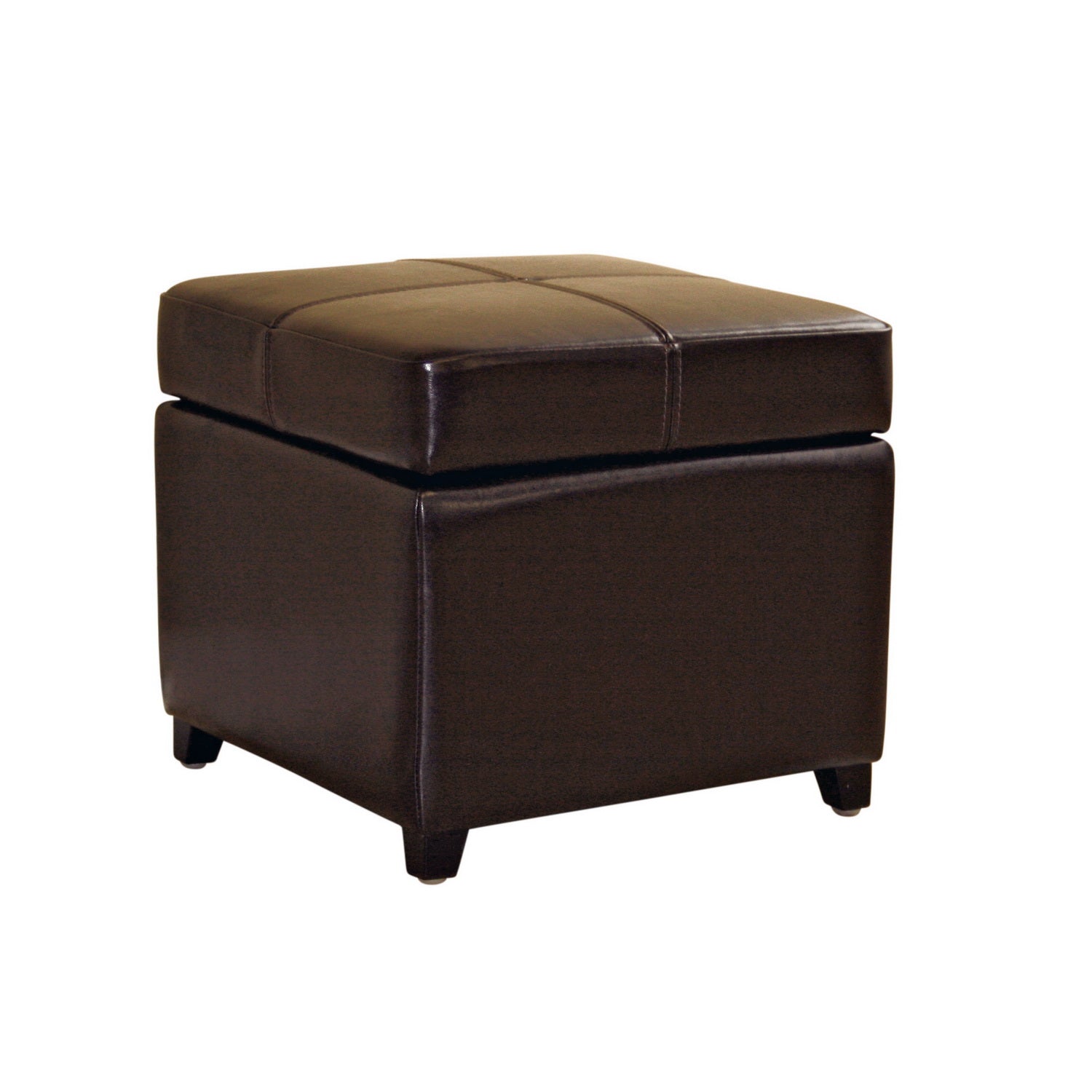 Dark Brown Leather Storage Cube Ottoman - Stylish and Functional for Living Room, Bedroom, or Entryway