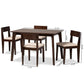 Camilla Dining Set Mid-Century Modern 5-Piece Cream Fabric and Dark Brown Wood Furniture for Stylish Dining Rooms