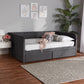 Basanti Full Size Daybed Modern Contemporary Grey Velvet Upholstered with 2 Drawers for Stylish Storage and Comfort