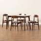 Daria Dining Set Mid-Century Modern 5-Piece Collection in Warm Grey Fabric and Dark Brown Wood Finish