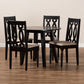 Heidi 5-Piece Dining Set Modern Sand Fabric Upholstered Chairs with Dark Brown Finished Wood Table