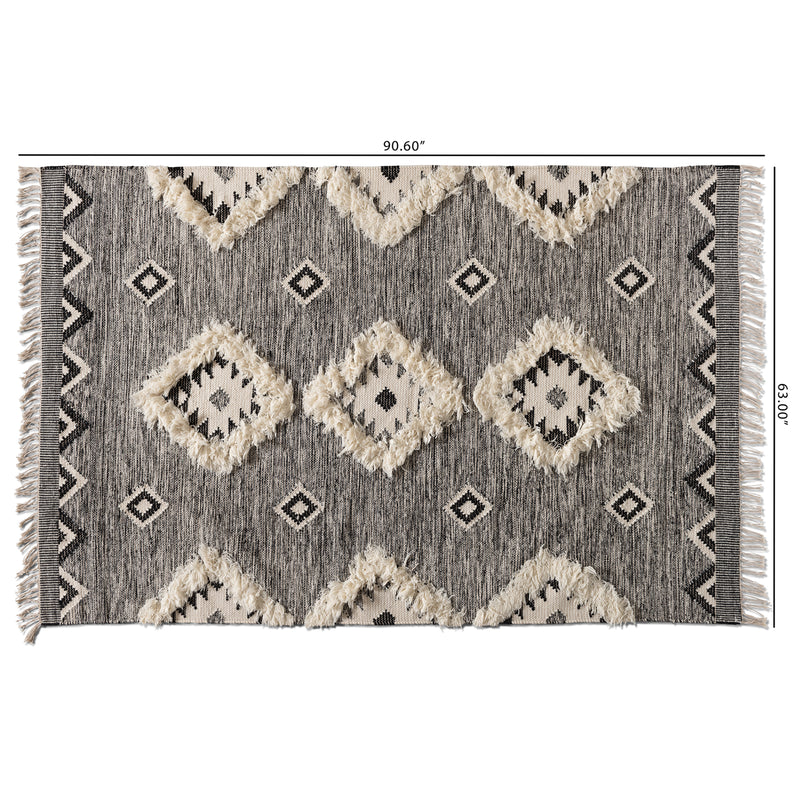 Avia Area Rug - Handwoven Modern Wool in Black and Ivory for Stylish Home Décor