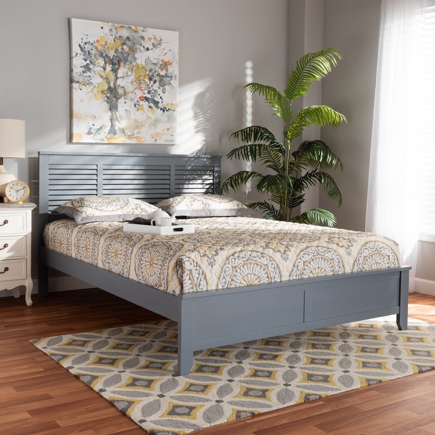 Adela Platform Bed - Modern and Contemporary Grey Finished Wood