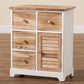 Gella Storage Unit Rustic Two-Tone Wood Design with 4 Drawers in White and Oak Brown Finish for Stylish Organization