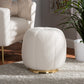 Raelynn Ottoman - Modern Ivory Boucle Upholstered with Gold Metal Base, Stylish Accent Furniture for Living Room or Bedroom