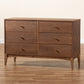 Landis Mid-Century Modern Dresser 6-Drawer Ash Walnut Finished Wood Storage for Bedroom or Living Room